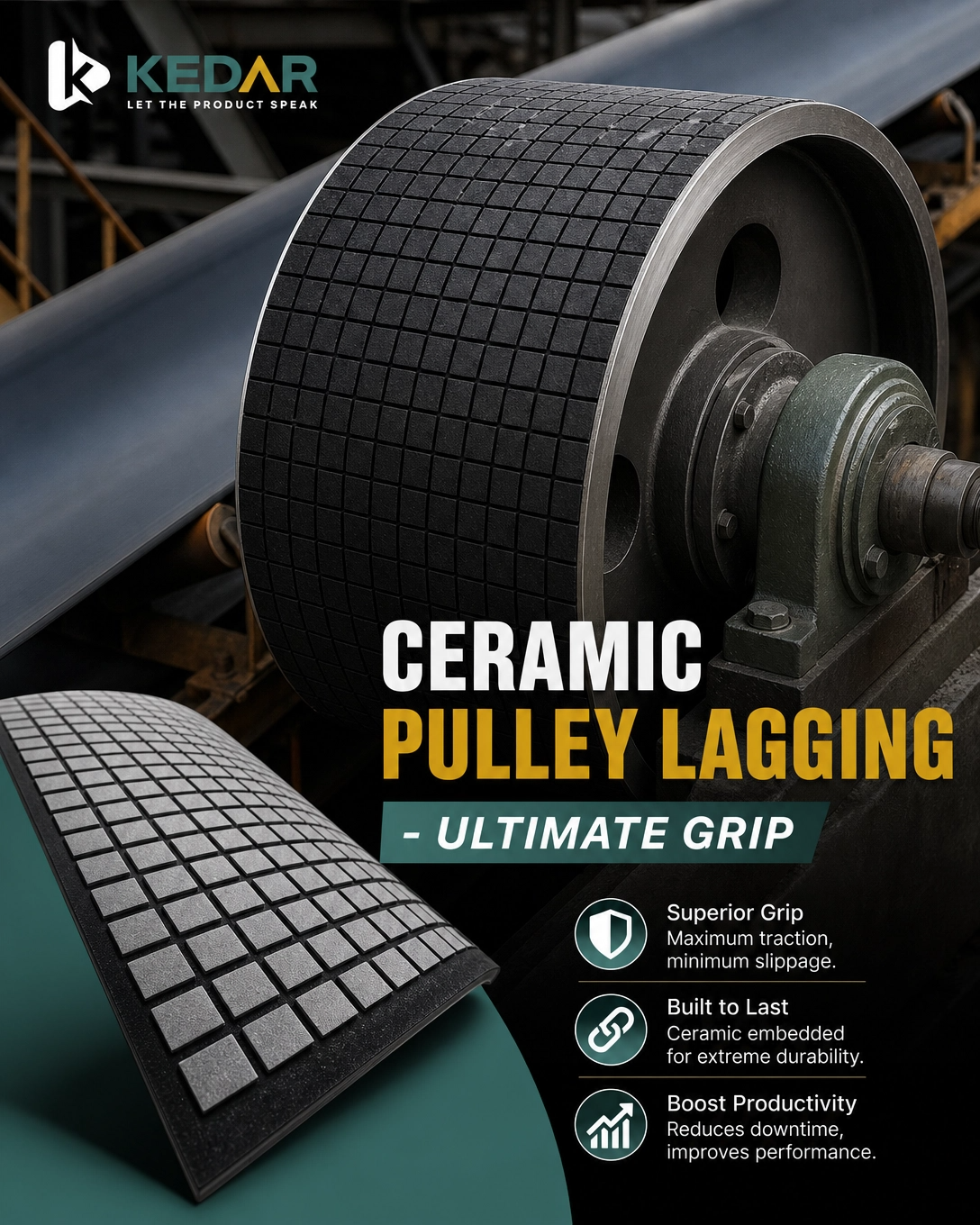 ceramic pulley lagging for maximum conveyor grip